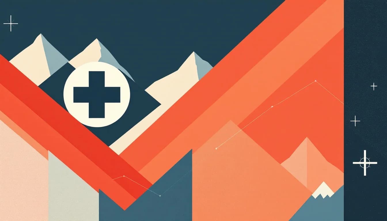 Geometric public health advisory poster with warning symbols