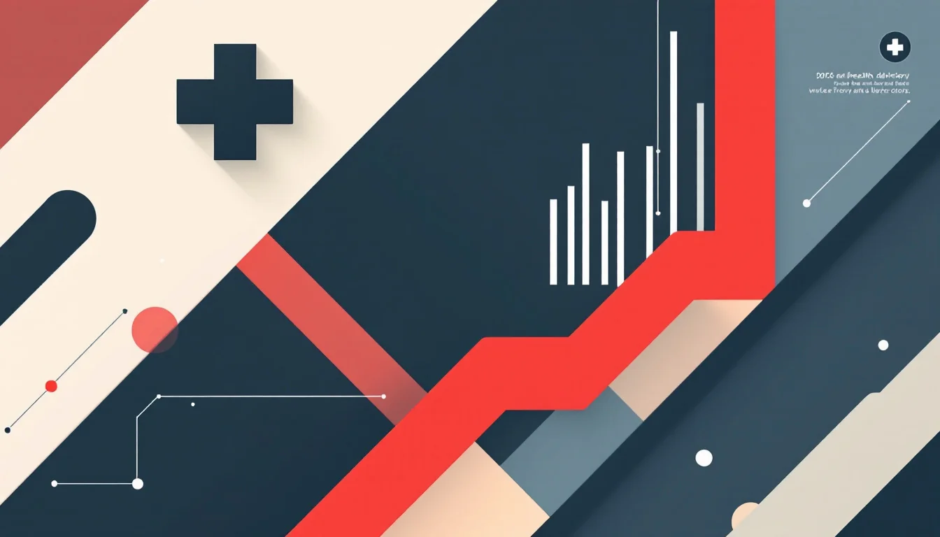 Minimalist public health advisory poster with a bold geometric cross, a warning chevron band and concentric protective shield rings
