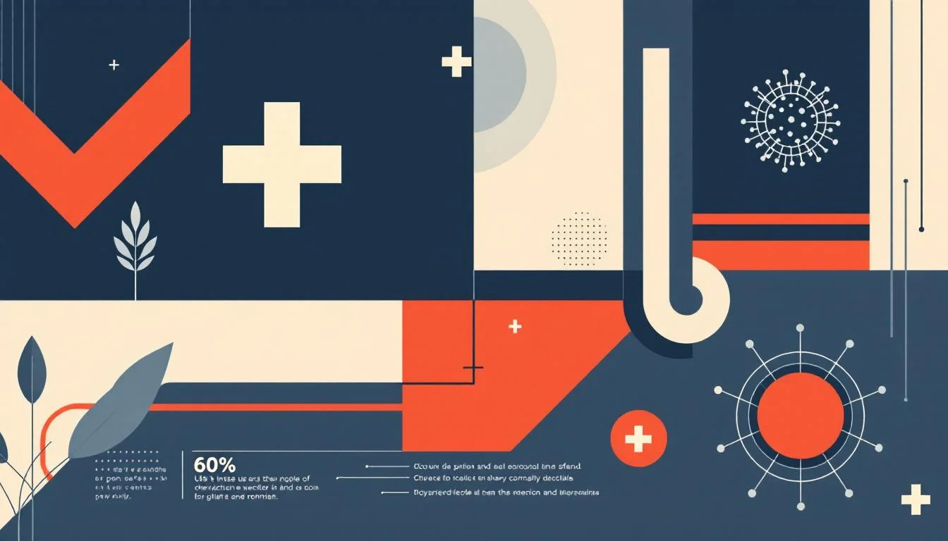 Public health advisory poster with geometric warning symbols