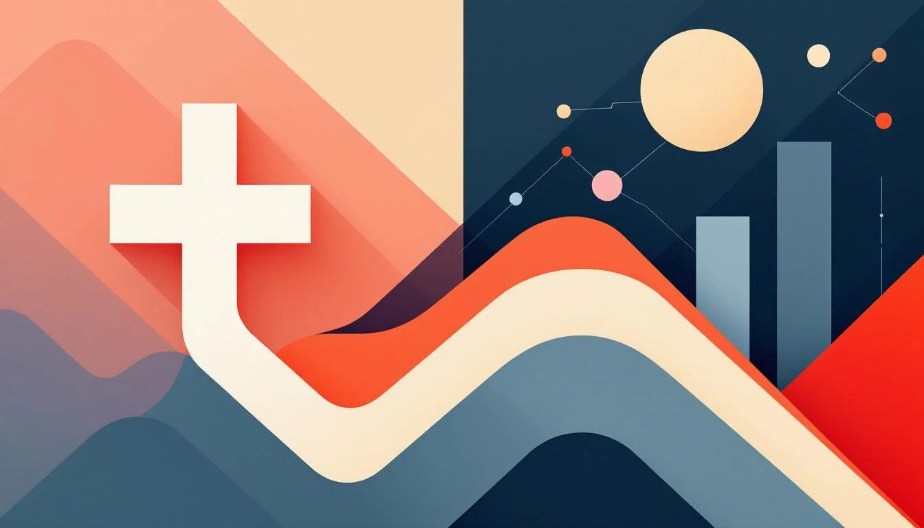 Minimalist public health advisory poster with first-aid cross, warning chevron, and statistical bar pattern