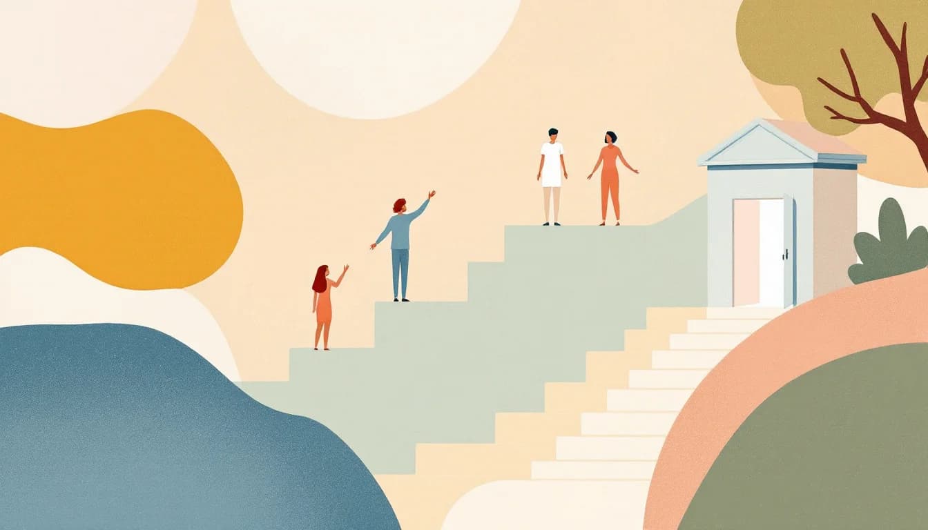 Pathway illustration showing progression through levels of addiction treatment care