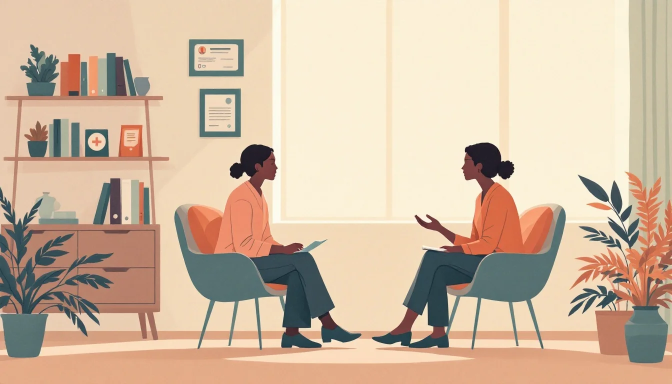 Professional consultation setting with supportive atmosphere