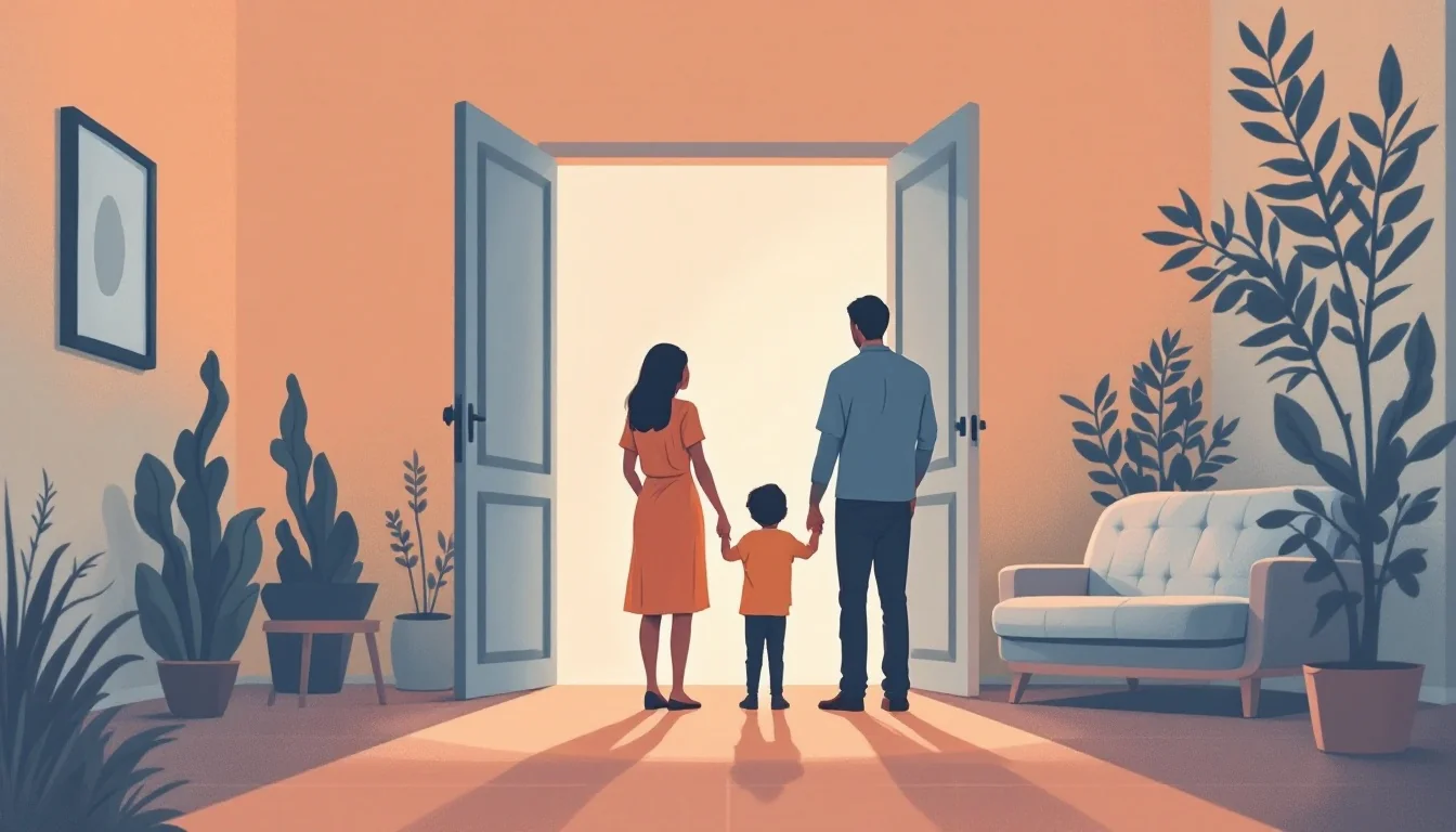 Family considering treatment options together at home