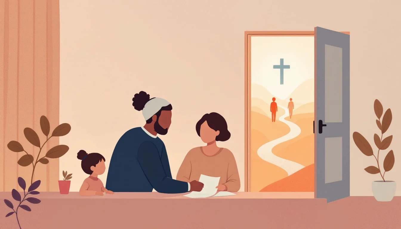 Family reviewing treatment options together at a table with supportive atmosphere