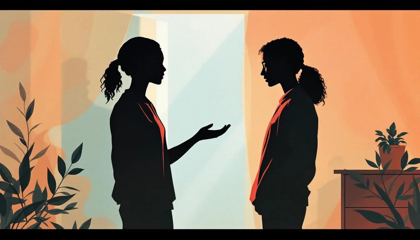 Parent and teenager having a supportive conversation at home