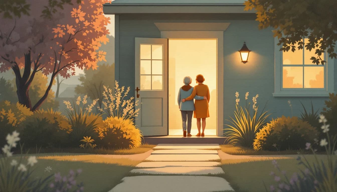 Supportive recovery home environment with welcoming entrance and community space