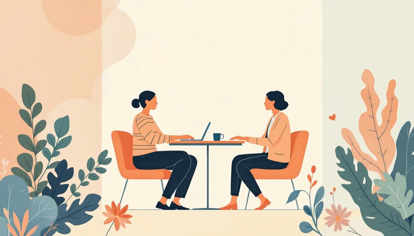 Supportive workplace conversation silhouettes with healthcare symbols