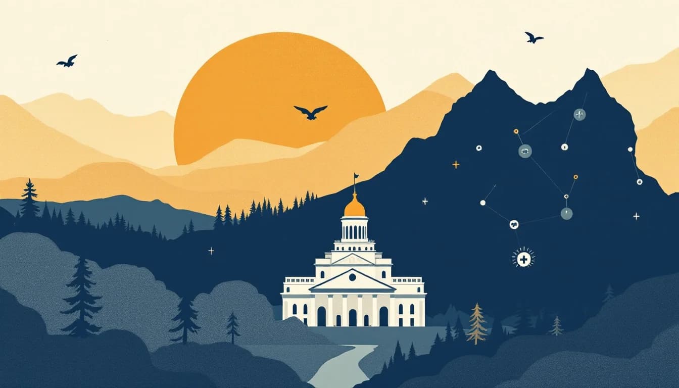 Montana state capitol with healthcare network imagery