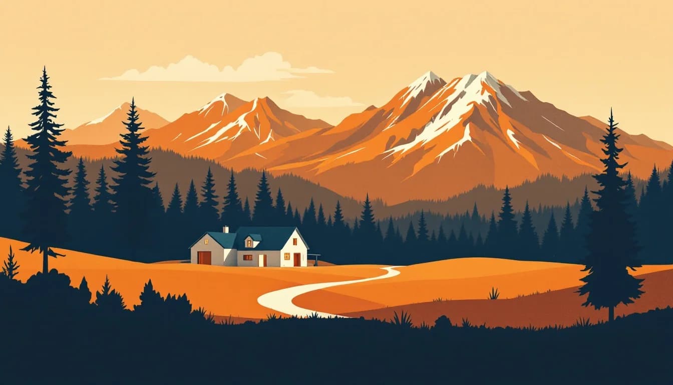 Rural Oregon landscape with healthcare facility silhouette, representing expanded opioid treatment access