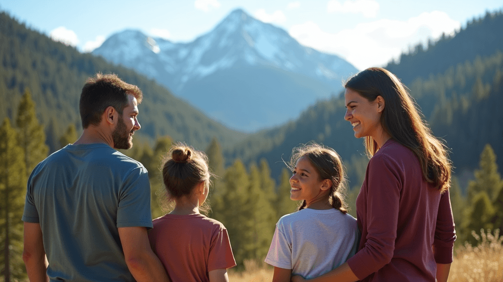 Colorado mountains with community health and recovery support imagery