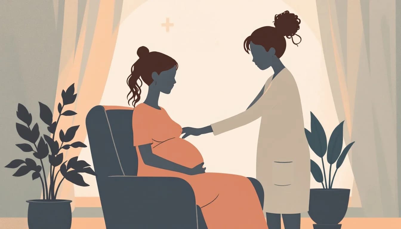 Supportive family scene representing prenatal care and addiction recovery
