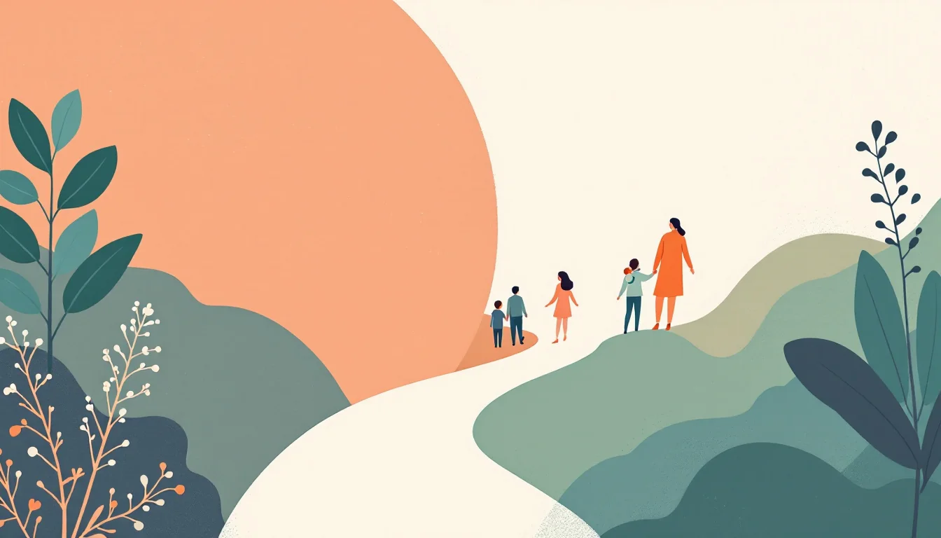 Two pathways diverging in a supportive environment, symbolizing treatment level choices