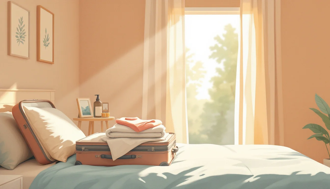 Suitcase and personal items arranged for residential treatment preparation