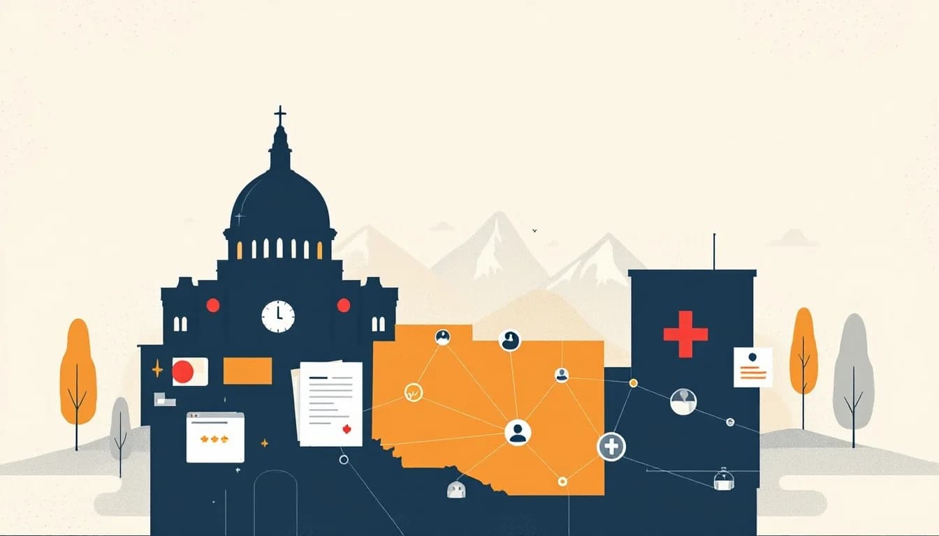 Colorado state capitol with healthcare network imagery
