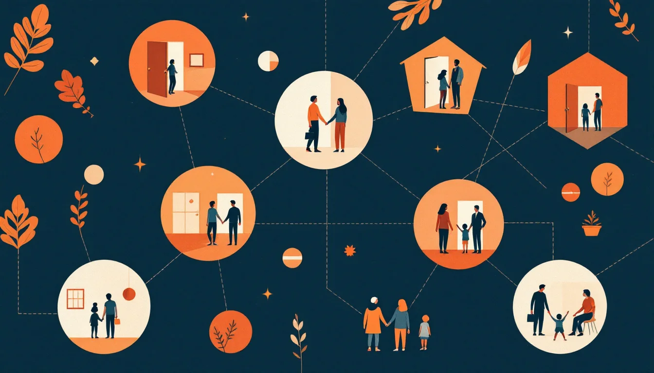 Young people and supportive adults in a community wellness setting with warm editorial tones